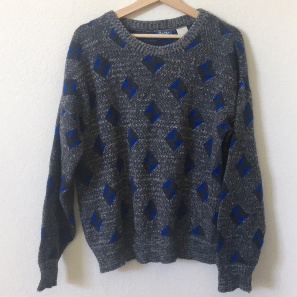 Vintage gray and blue sweater